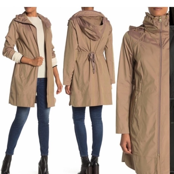 Cole Haan Tan Trench Coat Mid-Length Weather-Resistant - Picture 2 of 6